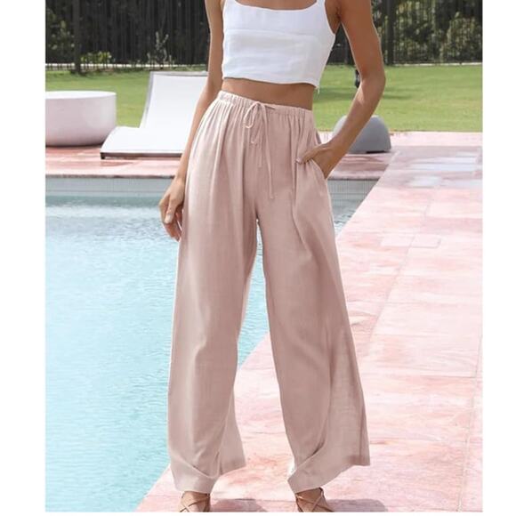 NWT ~ Women's Dusty Pink Flowy Palazzo Pants ~ Pockets & Wide Leg ~ Plus Size 2X - Picture 1 of 3
